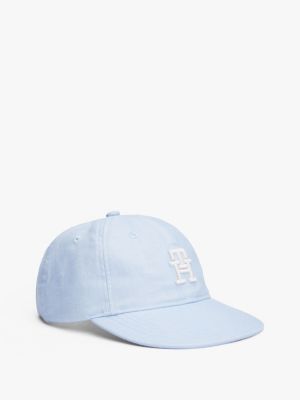 blue kids baseball-cap aus leinen mit th-monogramm für gender-inclusive kinder - tommy hilfiger