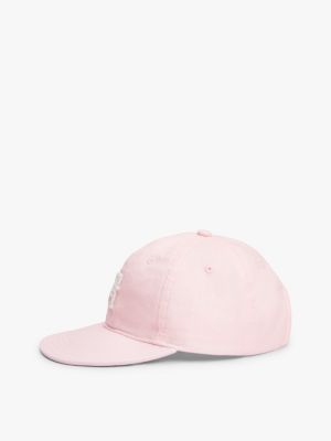 rosa kids baseball-cap aus leinen mit th-monogramm für gender-inclusive kinder - tommy hilfiger