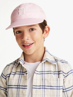 pink kids' th monogram linen baseball cap for kids gender inclusive tommy hilfiger