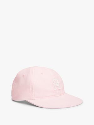 rosa kids baseball-cap aus leinen mit th-monogramm für gender-inclusive kinder - tommy hilfiger