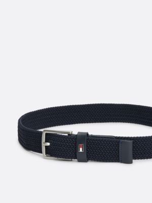 black kids' essential enamel flag braided belt for kids gender inclusive tommy hilfiger