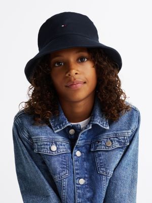 blue kids' essential flag embroidery bucket hat for kids gender inclusive tommy hilfiger