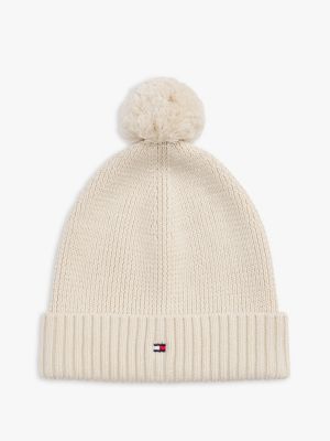 bonnet essential à pompon pour enfant blanc pour enfants genre inclusif tommy hilfiger