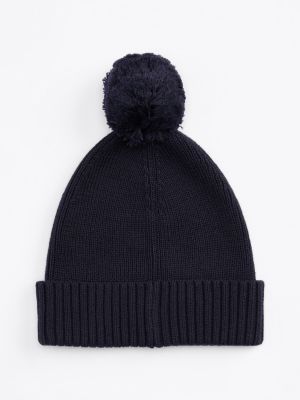 blue kids' essential flag pom pom beanie for kids gender inclusive tommy hilfiger