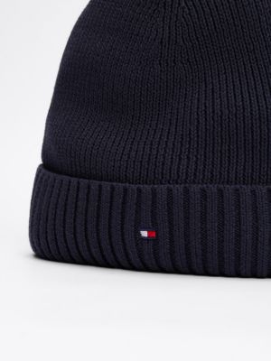 blue kids' essential flag pom pom beanie for kids gender inclusive tommy hilfiger