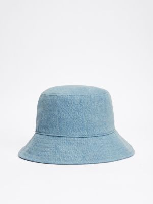 blue kids' essential flag denim bucket hat for kids gender inclusive tommy hilfiger