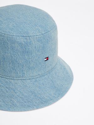 blue kids' essential flag denim bucket hat for kids gender inclusive tommy hilfiger