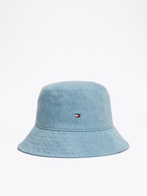 blue kids' essential flag denim bucket hat for kids gender inclusive tommy hilfiger