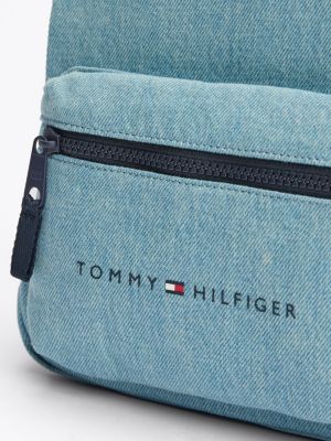 blau essential denim-rucksack mit logo für gender-inclusive kinder - tommy hilfiger