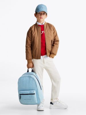 sac à dos essential en denim pour enfant bleu pour enfants genre inclusif tommy hilfiger