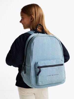 sac à dos essential en denim pour enfant bleu pour enfants genre inclusif tommy hilfiger