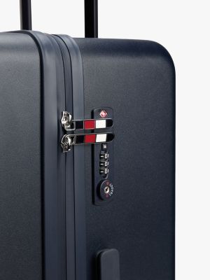 valise à coque rigide et logo bleu pour adultes genre inclusif tommy hilfiger