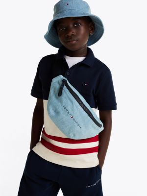 blue kids' essential denim bum bag for kids gender inclusive tommy hilfiger