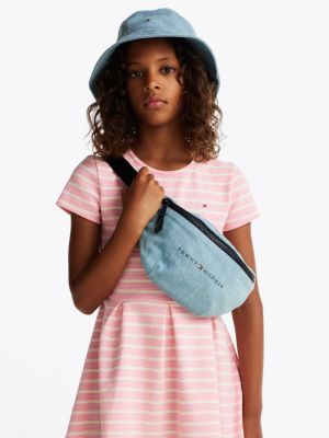 blue kids' essential denim bum bag for kids gender inclusive tommy hilfiger