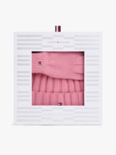 Flag Embroidery Beanie And Gloves Gift Set — Pink 1