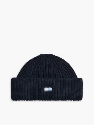 blue tommy hilfiger x frgmt kurze beanie aus reiner wolle für gender-inclusive erwachsene - tommy hilfiger