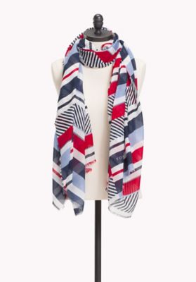 Contrast Print Stripe Scarf main image 1