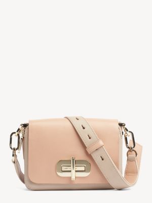Leather Statement Crossover Turnlock Bag | PINK | Tommy Hilfiger