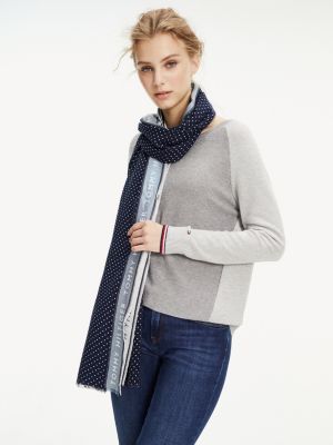 Polka Dot Selvedge Scarf | BLUE | Tommy 