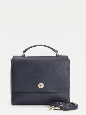 tommy hilfiger monogram plaque long leather boots