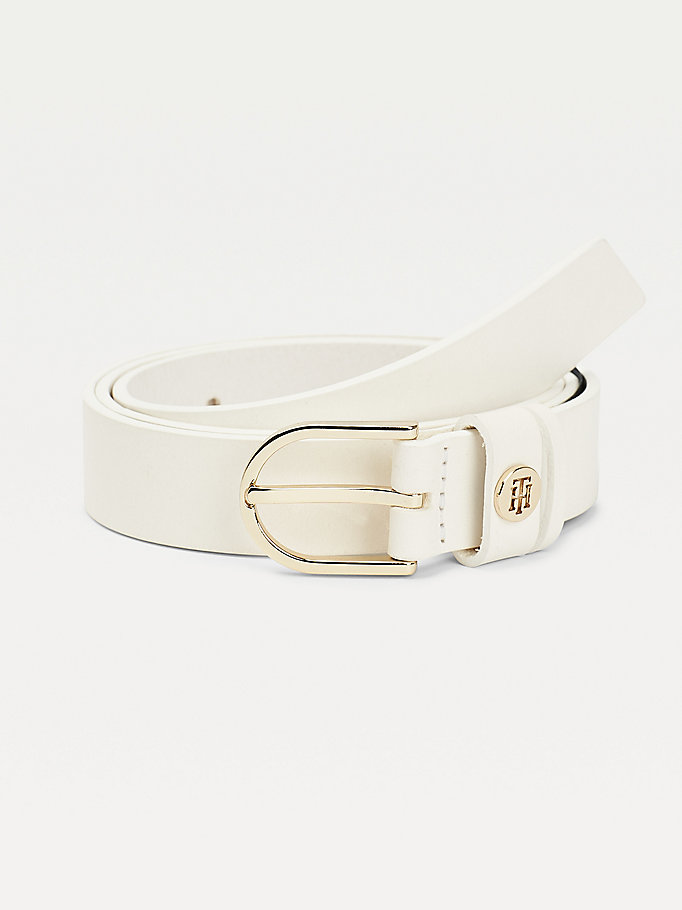 Classic Slim Leather Belt | WHITE | Tommy Hilfiger
