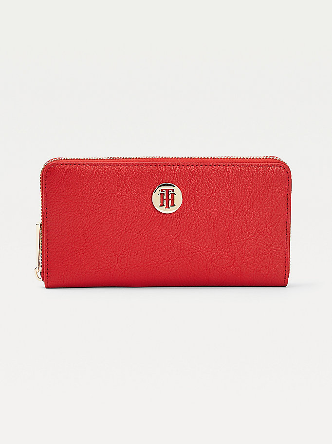 red th core large zip wallet for women tommy hilfiger