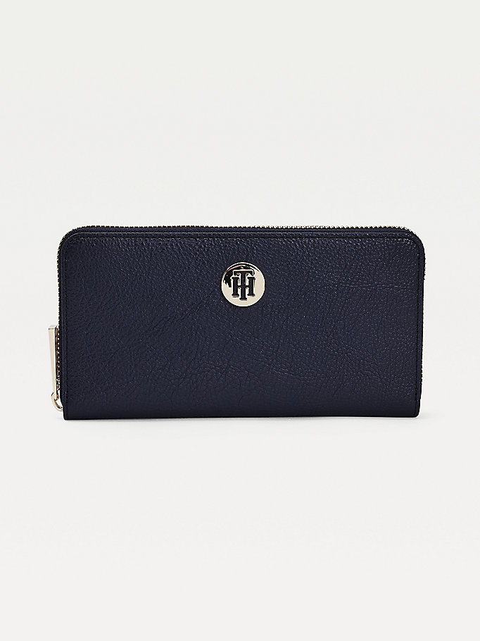 blue th core large zip wallet for women tommy hilfiger
