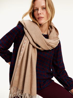 Pure Wool Fringed Scarf | BEIGE | Tommy 