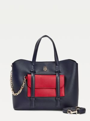 Monogram Removable Pouch Satchel | BLUE 