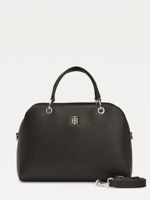 TH Essence Monogram Plaque Satchel | BLACK | Tommy Hilfiger