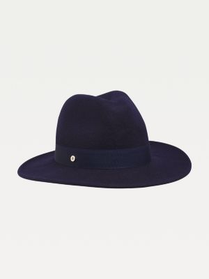 Pure Wool Monogram Fedora Hat | BLUE 