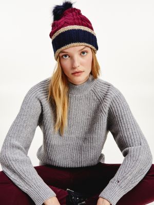 tommy hilfiger beanie with pom