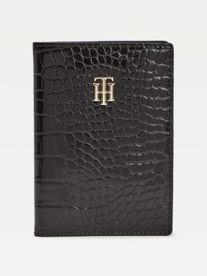 CrocoPrint Passport Holder BLACK Tommy Hilfiger