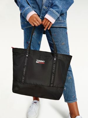 Repeat Logo Tape Tote | BLACK | Tommy 