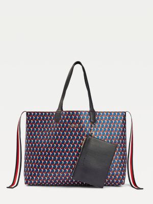 Iconic TH Monogram Print Tote Bag | RED | Tommy Hilfiger