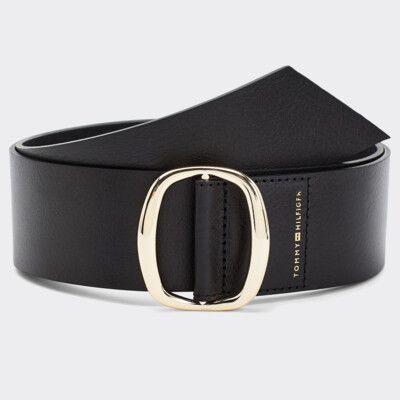 Oval Buckle Leather Waist Belt | BLACK 