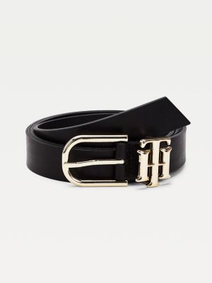 Kozhanyj Remen S Monogrammoj Chernyj Tommy Hilfiger