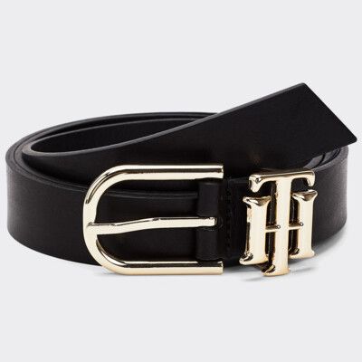 Kozhanyj Remen S Monogrammoj Chernyj Tommy Hilfiger