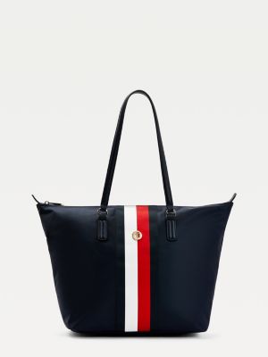 Monogram Plaque Recycled Nylon Tote Bag | BLUE | Tommy Hilfiger