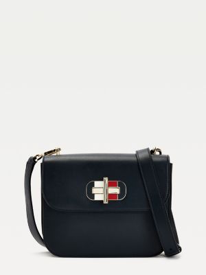 Turnlock Leather Crossover Bag BLUE Tommy Hilfiger
