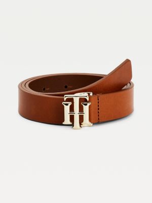tommy hilfiger monogram plaque long leather boots