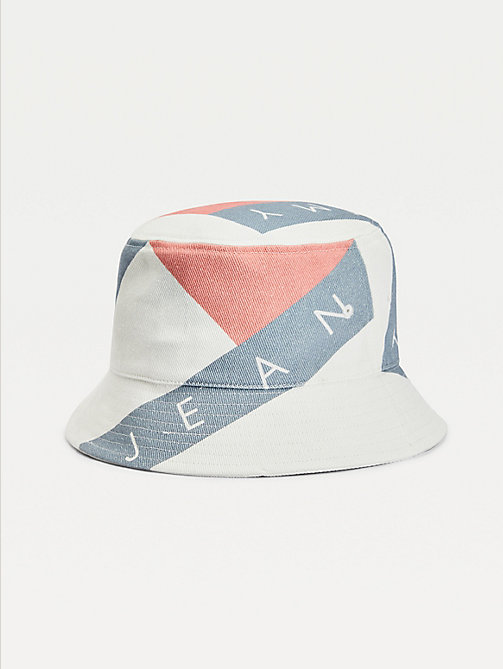 sombrero de pescador con logo estampado blanco de mujer tommy jeans