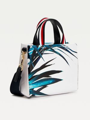 Palm Print Crossover Shopper White Tommy Hilfiger