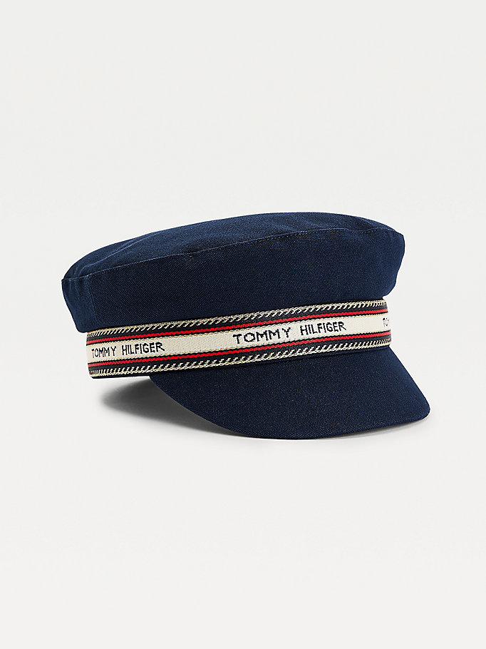 blue logo tape baker boy cap for women tommy hilfiger
