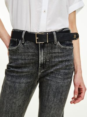 Kozhanyj Remen S Monogrammoj Chernyj Tommy Hilfiger