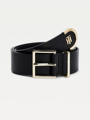 Kozhanyj Remen S Monogrammoj Chernyj Tommy Hilfiger