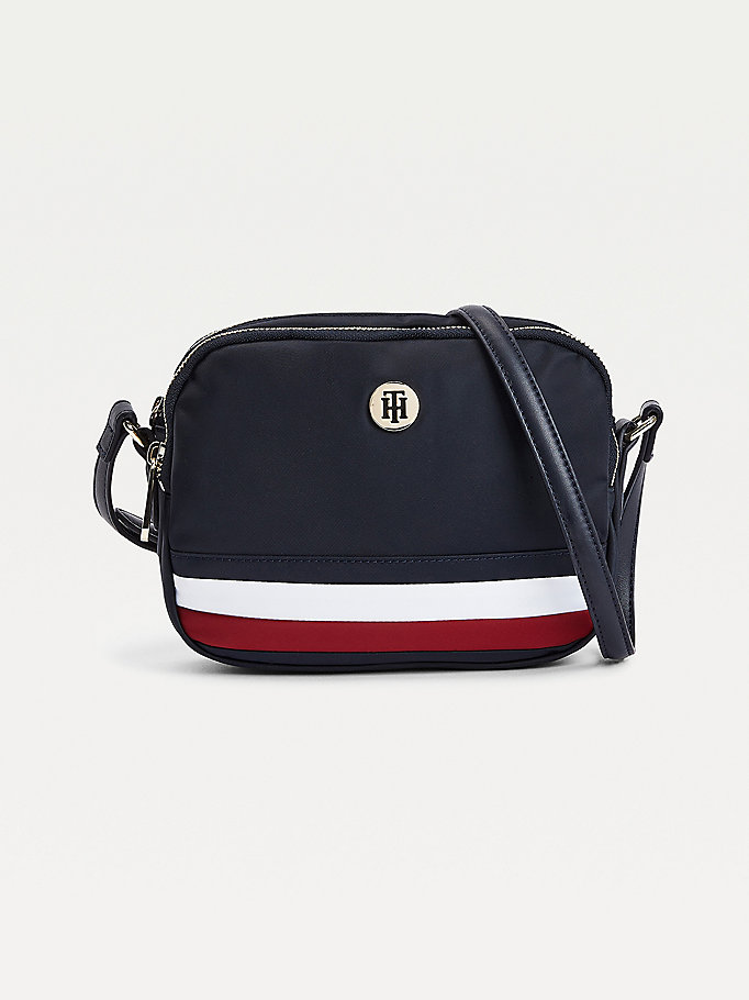 blue recycled signature crossover bag for women tommy hilfiger