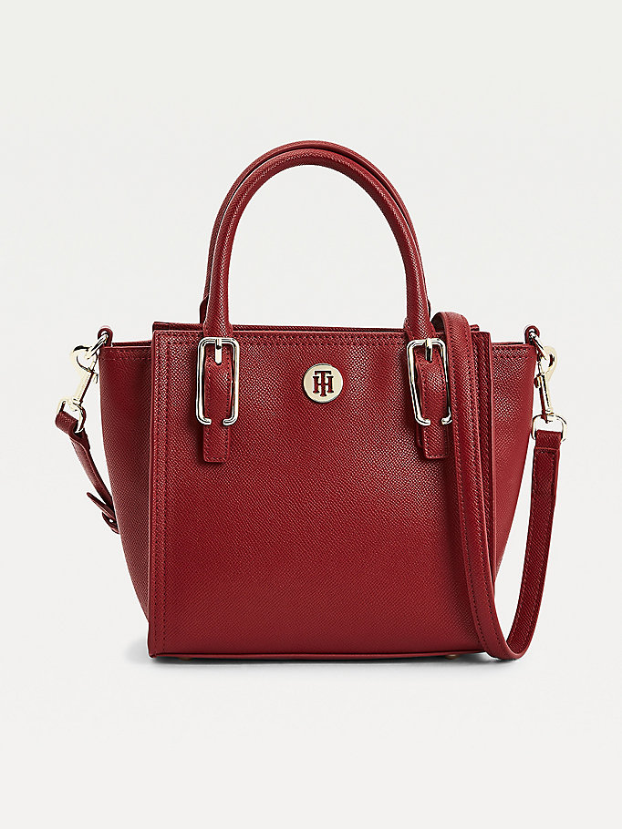 red monogram small tote for women tommy hilfiger