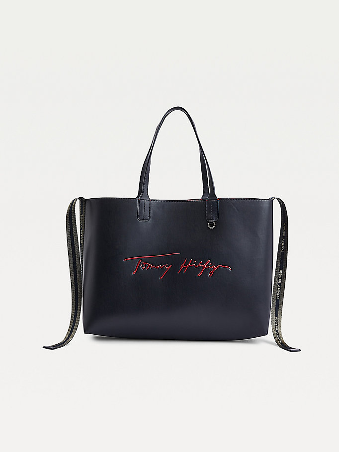 bolso tote iconic con firma de tommy hilfiger azul de mujer tommy hilfiger