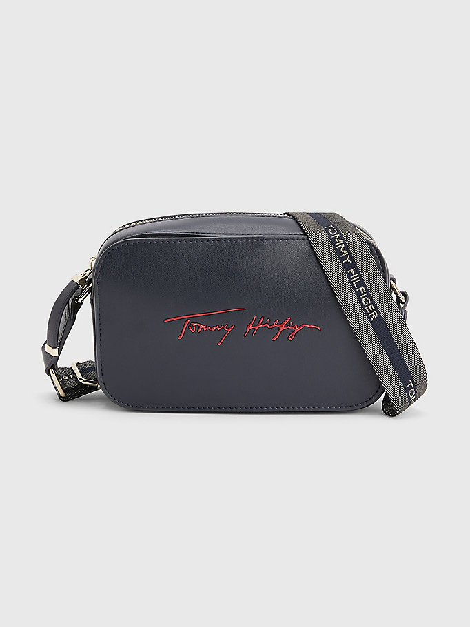 blue iconic signature camera bag for women tommy hilfiger